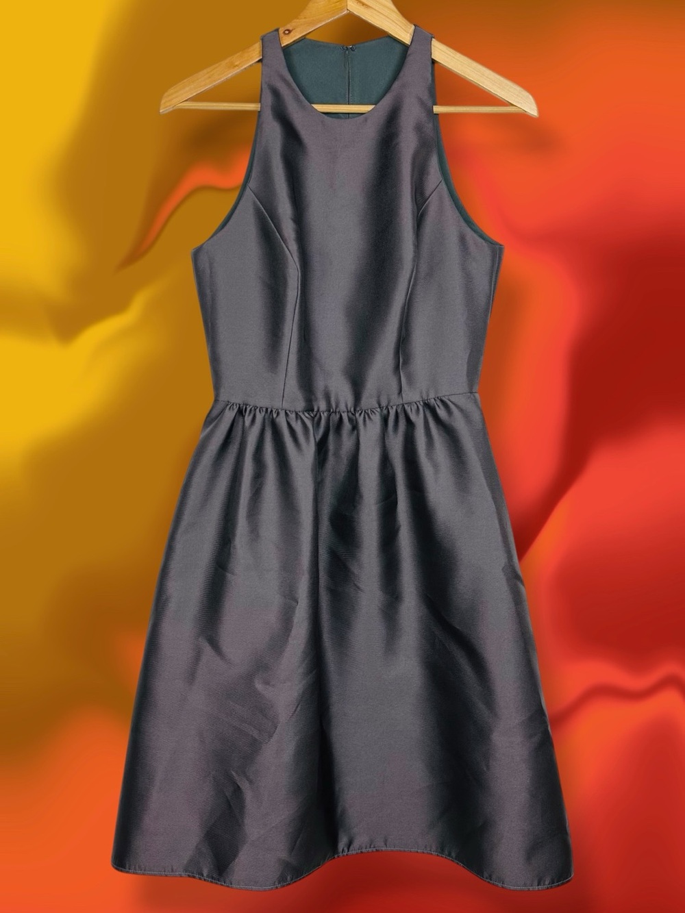 Alfred Sung Sateen Twill High Neck Fit & Flare A Line Bridesmaid Mini Dress 4